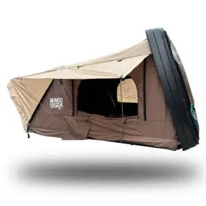 carpa de techo para vehículos para 3 o 4 personas. Color café. Techo ABS. Marca mundo salvaje
