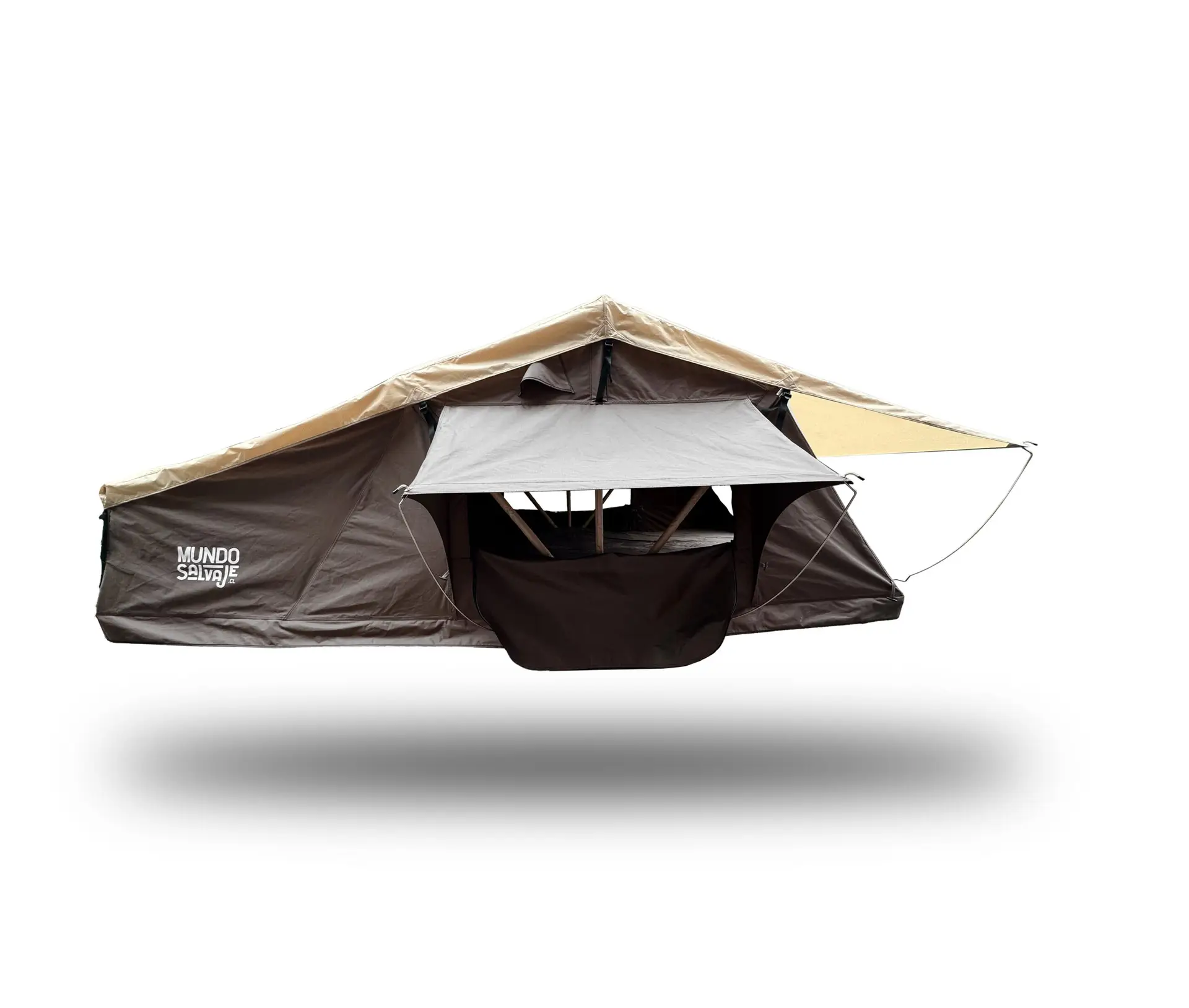 carpa de techo para vehículos para 5 o 6 personas. Color gris. Marca mundo salvaje